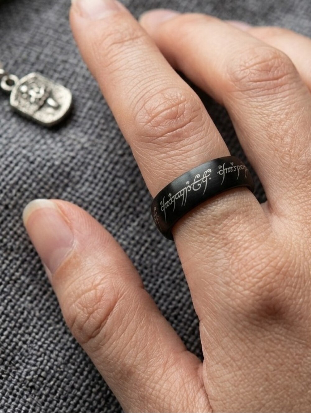 Lord Of The Rings Unisex The One Ring In Black Stainless Steel NWOT Size 8.5
